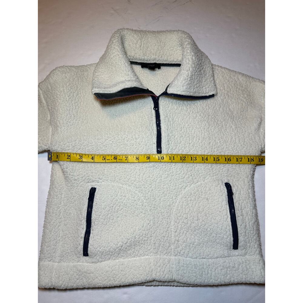 J Crew Women's Sherpa Fleece Half-Zip Pullover Jacket Size XXS Teddy Ivory - Picture 5 of 7